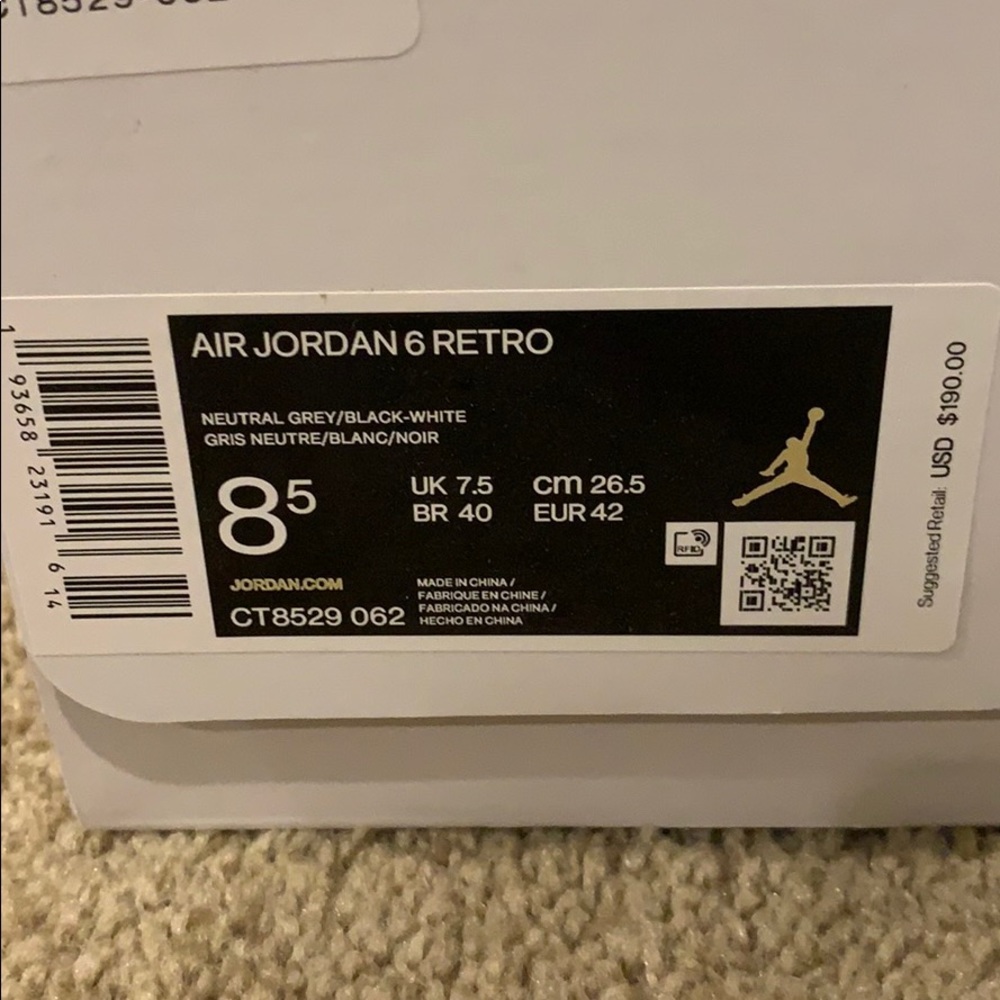 *NEW* Air Jordan Retro 6 “Hare” - Picture 6 of 9